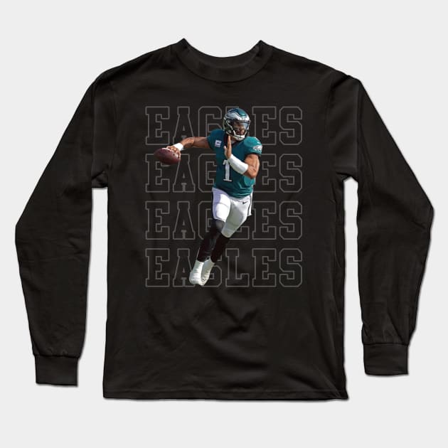 jalen hurts street wear Long Sleeve T-Shirt by sungchengjie_art